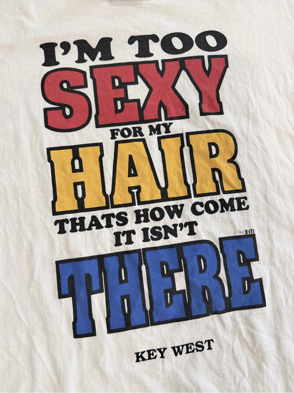 Vintage 90s  Key West Florida tee L Too sexy Bald guy Funny Vacation 1993